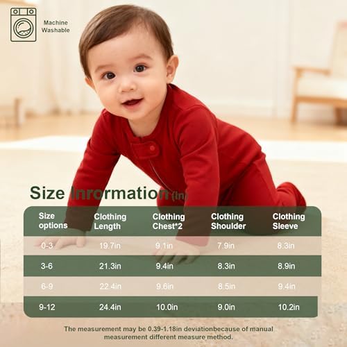 Hikido Baby Romper 100% Organic Cotton Pajamas One Piece Long Sleeve Zipper - Image 7
