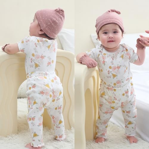 Ruliby Baby Bodysuit and Pant Set Summer Ribbed Mix Match Infant Clothes - Image 5