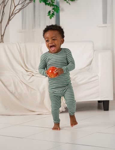 AVAUMA Stripe Pattern Baby Boys Girls Pajama Set Kids Toddler Snug fit Ribbed - Image 2