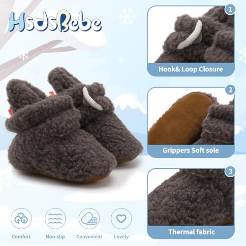 HsdsBebe Unisex Newborn Baby Cotton Booties Non-Slip Sole - Image 5