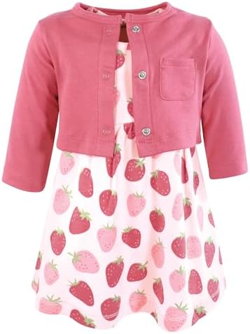 Hudson Baby Infant and Toddler Girls Cotton Dress and Cardigan Set by HudsonBaby