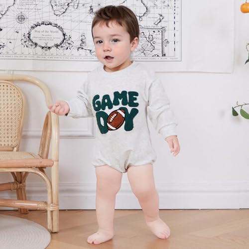 VISGOGO Newborn Infant Baby Boy Oversized Romper Sweater Bodysuits Coming Home - Image 5