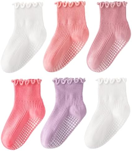 HONGTEYA 6 Pairs Toddler Ruffle Socks by HONGTEYA