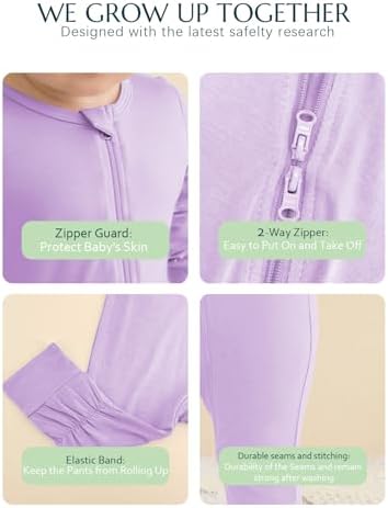Jimonda Baby Romper Boys Girls Bamboo Pajamas 2-Way Zipper Footless Unisex Long - Image 3