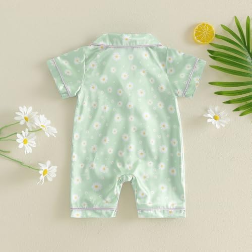 Kuriozud Baby Girl Boy Romper Pajamas Onesie Short Sleeve Button Down Pjs - Image 7