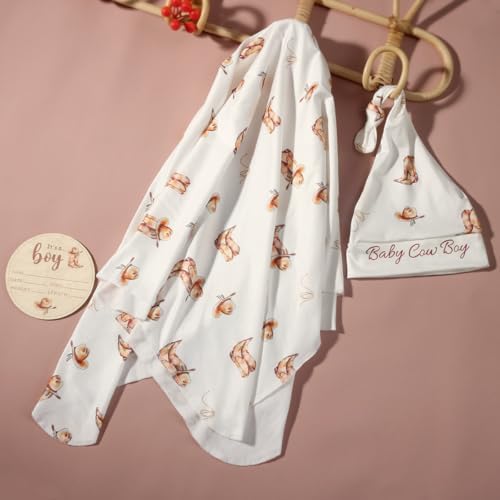 Ylsteed Baby Swaddle Blanket and Headband Set, Newborn Receiving Blanket - Image 3