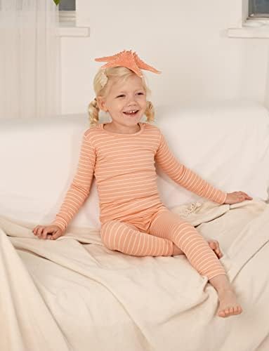 AVAUMA Stripe Pattern Baby Boys Girls Pajama Set Kids Toddler Snug fit Ribbed - Image 3