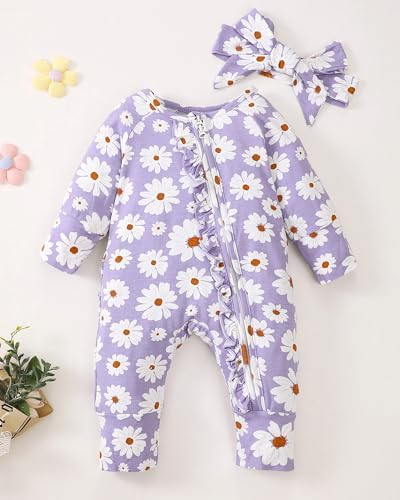 Mikrdoo Newborn Baby Girl Clothes Long Sleeve Romper - Image 2