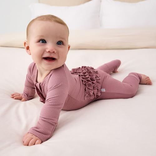 Little Sleepies Ruffle Zippy, Viscose from Bamboo Baby Pajamas, Girls Sleepers - Image 2