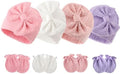 Newborn Baby Hats and Mittens Set Infant Bow Beanie Cap Toddler Gloves Newborn by AQOKKA