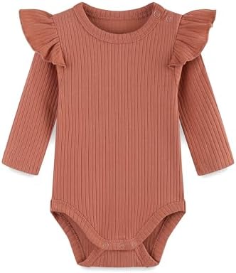 Baby Girl Knit Ruffle Outfit Clothes Ribbed 100% Organic Cotton Solid Color by Unknown