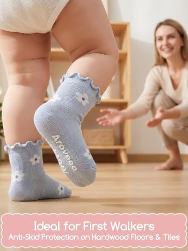 Aroveea Toddler Socks Non Slip Grip Ankle Baby 12 Pack - Image 3