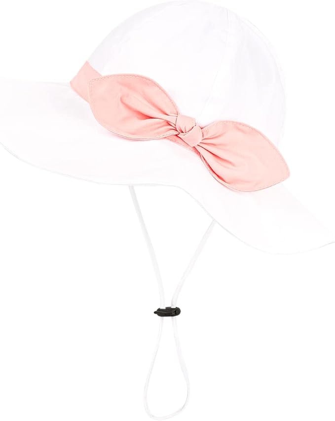 Baby Girl Sun Hat with UPF 50+ Outdoor Adjustable Beach Hat with Wide Brim Bucket Hats