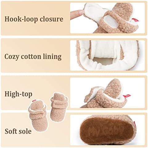 ohsofy Newborn Baby Cotton Booties Stay On Slipper Winter Warm Soft Shoes - Image 5