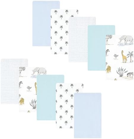Luvable Friends Hudson Baby Flannel Burp Cloths 10pk, Safari Friends by Luvable+Friends
