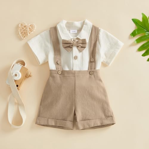 PUHHAPIEY Baby Boy Gentleman Wedding Outfit Dress Romper Suspender Pants | 0 3 - Image 3
