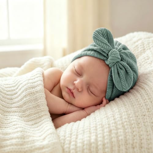 DRESHOW BQUBO Newborn Baby Bow Knot Turban Hat Hospital Hat Baby Infant Beanie - Image 2