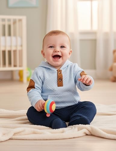 Fommy Baby Boy Clothes Colorblocked Long Sleeve Hoodie + Long Pants 2PCS Fall - Image 2