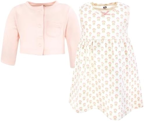 Hudson Baby Infant and Toddler Girls Cotton Dress and Cardigan Set - Image 3