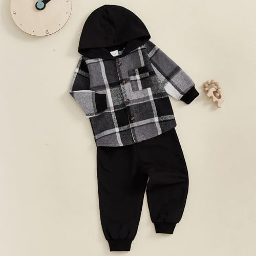 Infant Baby Boy Fall Winter Clothes Outfit Hooded Long Sweatshirt Pant Set - Image 2