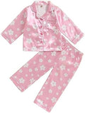 Kids Baby Girl Boy Satin Pajamas Set Button Down Sleep Shirt Top+Long Pants by SAYOO-Alljustforkids