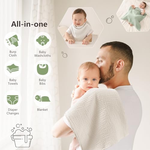 Susurration Muslin Burp Cloths 24x24 Inches Ultra Soft 100% Cotton | 4 Pack - Image 3
