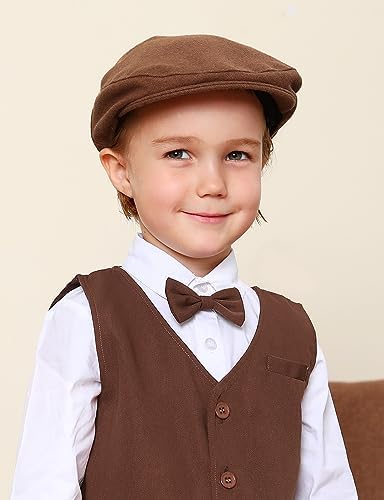 A&J DESIGN Baby Boys Newsboy Cap Toddler Kids Tweed Vintage Flat Hat - Image 2