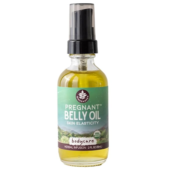 WishGarden Herbs Pregnant Belly Oil - USDA Certified Organic Herbal Oil Infusion with Elderflower, Calendula, Gotu Kola & Jojoba Supports Resilient & Elastic Skin to Prevent Stretch Marks, 2oz
