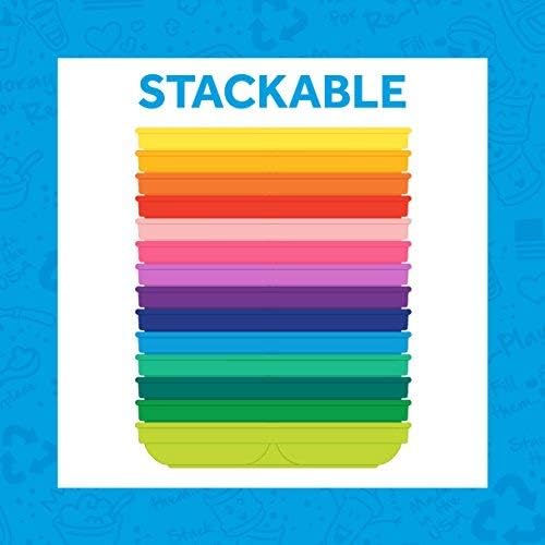 Re-Play 3x3 Divided Toddler Plates and Utensils Set - Toddler Forks and Spoons Set - Dishwasher and Microwave Safe - Made in USA - Spring