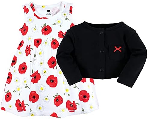 Hudson Baby Infant and Toddler Girls Cotton Dress and Cardigan Set - Image 3