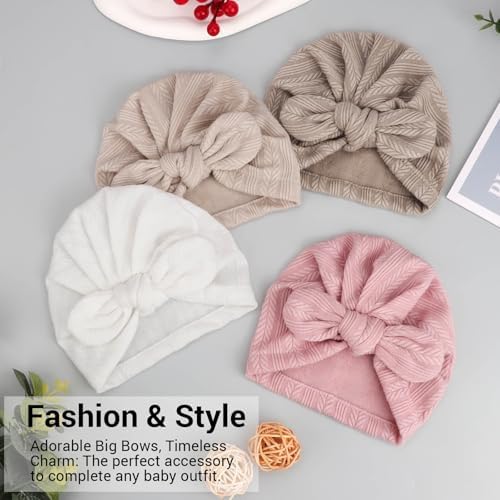 DRESHOW BQUBO Newborn Baby Bow Knot Turban Hat Hospital Hat Baby Infant Beanie - Image 4