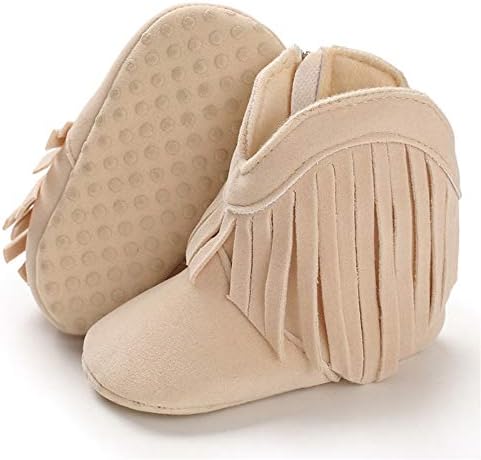 Timatego Baby Girl Cowboy Tassel Boots Side Zipper Non Slip Stay On Booties - Image 3