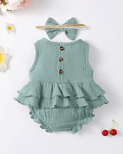 Renotemy Baby Girl Clothes Summer Rompers Cute Outfits Preemie-18 Months | - Image 3