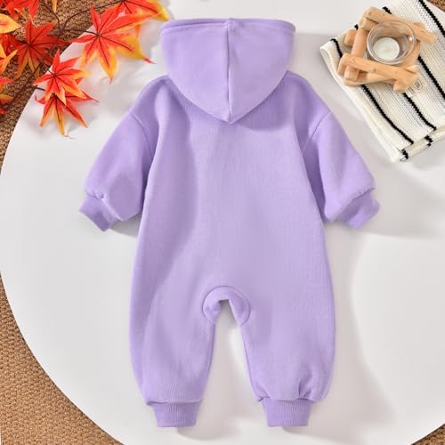 Unutiylo Unisex Baby Boys Girls Long Sleeve Infant Baby Zipper Hooded Jumpsuits - Image 4