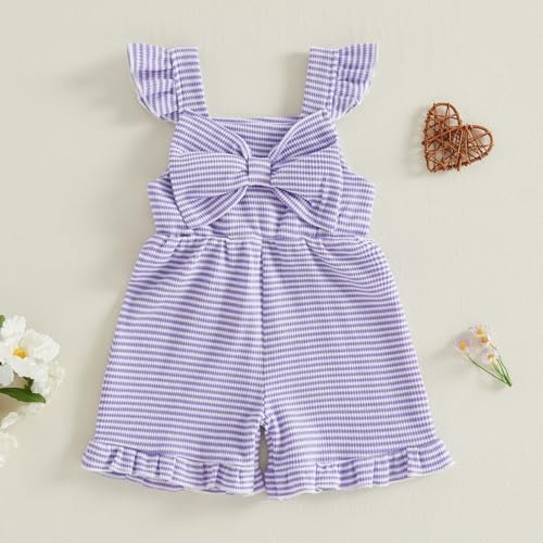 Little Girl Romper Toddler Overalls Summer Bow Jumpsuit Boho Outfit 6M-5T - Image 5
