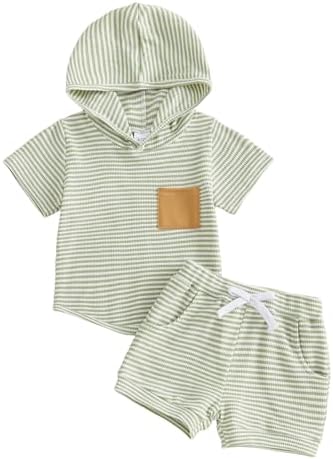 Toddler Baby Boy Hooded Dinosaur Summer Outfit Funny T-Shirt Shorts Set by LIOMENGZI