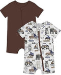 Jimonda Baby Rompers Cotton Boys Girls Short Sleeve Sleepers Pajamas Pjs | Two by JimondaBaby