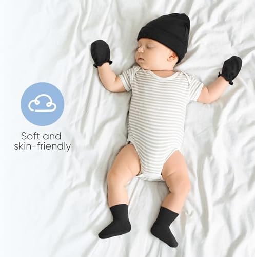 BQUBO Newborn Baby Hat Mittens Socks Set Infant Cotton Beanie Gloves Thick Warm - Image 3