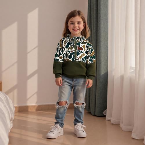 Baby Toddler Boy Girl Hoodies Camouflage Half Zip-up Sweatshirt Unisex Hooded - Image 2