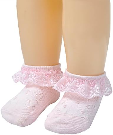 EPEIUS Baby Girl Ruffle Socks, Eyelet Frilly Lace Socks - Image 5