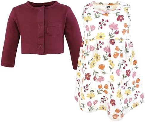 Hudson Baby Infant and Toddler Girls Cotton Dress and Cardigan Set - Image 3