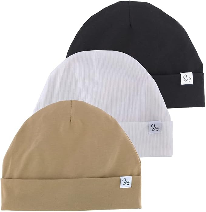 Jersey Beanie Hat for Newborn Baby Boys Girls Silky Satin Lined Hats Bonnet by Sugarmelon