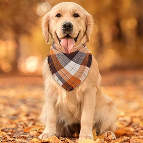 Fall Dog Bandana Autumn Thanksgiving Plaid Reversible Triangle Bibs Scarf - Image 5