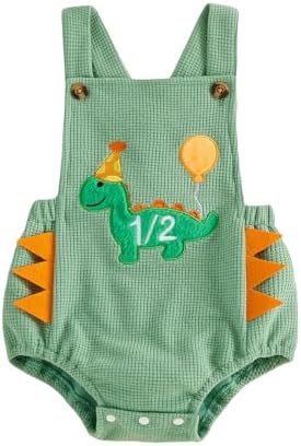Honganda Baby Boy 1/2 Birthday Outfit Half Way to One Cake Smash Romper by Honganda