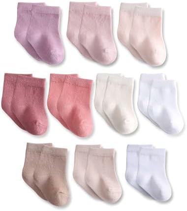 Baby Crew Socks, Cotton Rich Newborn Fit 0–3/3–6/6–12 Months by Unknown