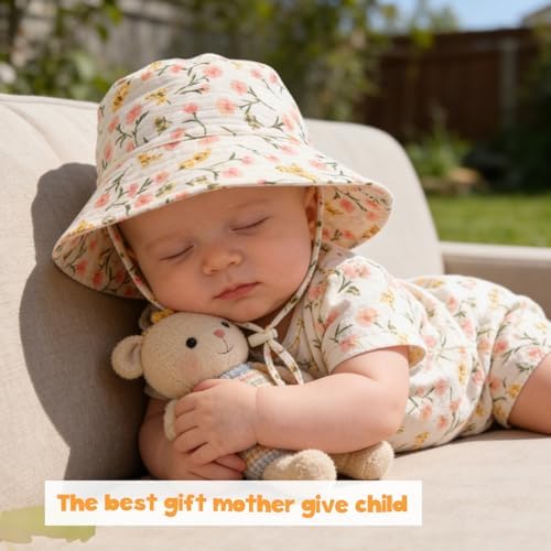 Baby Sun Hat Infant Toddler Summer Cotton Yarn Beach Bucket Hat - Image 2