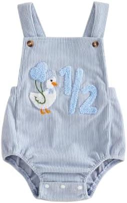 Honganda Baby Boy 1/2 Birthday Outfit Half Way to One Cake Smash Romper by Honganda