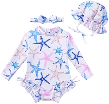 Renotemy Baby Swimsuit Girls One-Piece Swimwear Baby Beach Essentials 3M-3T by Renotemy