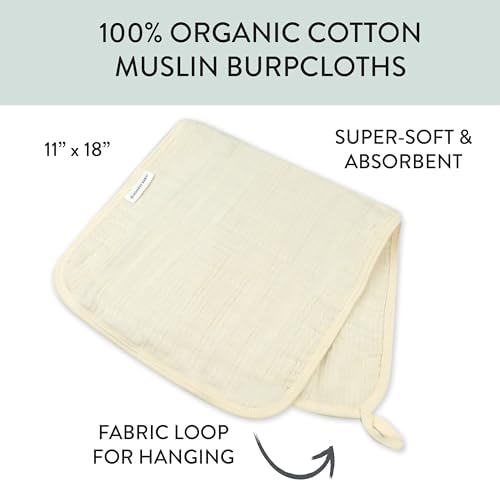 HonestBaby Multipack Woven Burp Cloths Soft Absorbent Multi-layered 100% - Image 2