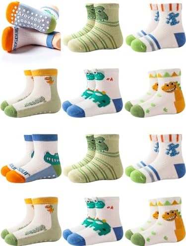 Aroveea Toddler Socks Non Slip Grip Ankle Baby 12 Pack by Aroveea